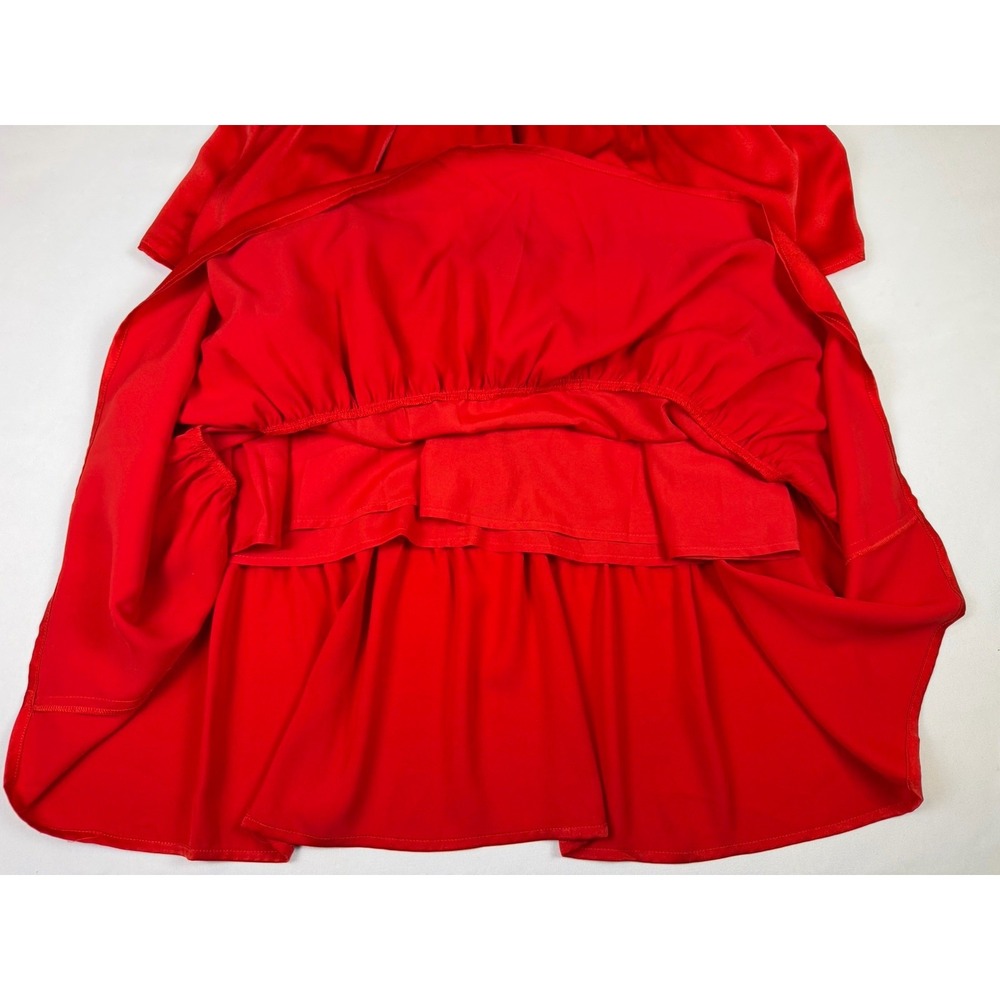 Adelyn Rae Eleanor Halter Tiered Midi Dress Crimson Red Ruffle Wedding Sz Small - Picture 6 of 7